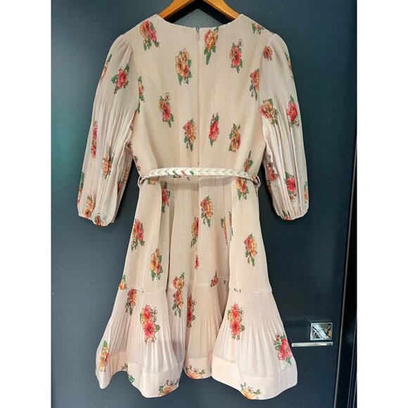 New ZIMMERMANN Fluted floral-print plissé-organza mini dress Size 3/ US 10 - Picture 8 of 14